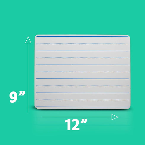 Flipside Products 9" x 12" Dry Erase Lined Board, Ruled Whiteboard for Kids Education, Pack of 12