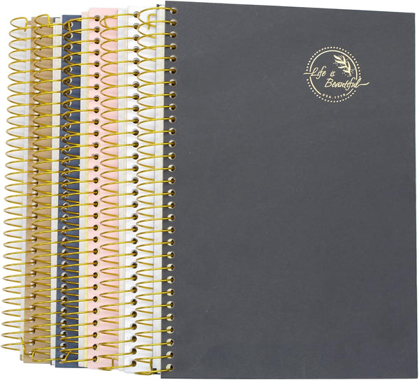 Yansanido Large Spiral Notebook, 5 Pcs B5 Thick Paper, 7mm College Ruled, 150 Sheets - 300 Pages, 5 Colors for Study