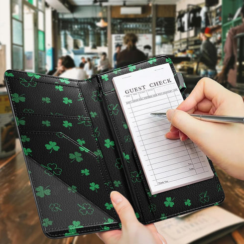 4.7x9 inch WIRESTER Server Book for Waitress with Zipper Pocket, Magnetic Closure Waiter Book Wallet with Money Pocket