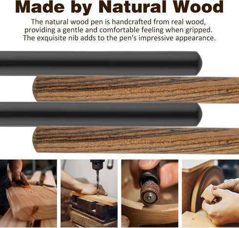 Cobee Vintage Wooden Ballpoint Pens - Handcrafted Wood Rollerball Pen with 2 0.5mm Black Ink Refills, Gift Box Luxury