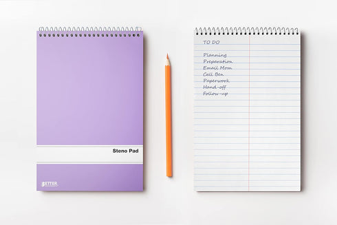Better Office Products Spiral Steno Pads, 10 Pack, 6 x 9 inches, 80 Sheets, Assorted Pastel Color Covers, White Paper