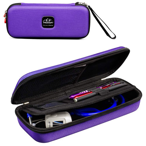 Hard Stethoscope Case with ID Slot, Large Carrying Case Compatible with 3M Littmann/ADC/Omron/MDF (Purple)
