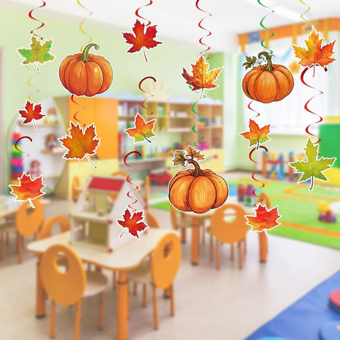 Fall Bulletin Board Decorations with Maple Leaves, Pumpkin, Scarecrow Truck Cutouts and Bulletin Boarder Stickers