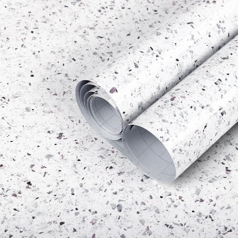 Decoroom Marble Contact Paper for Countertops, Self Adhesive Waterproof White Granite Wallpaper, Peel and Stick Vinyl
