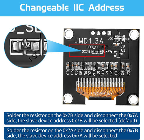 MakerFocus 2pcs 1.3 Inch I2C 128 64 SH1106 Pi/ESP32 IIC OLED Display Module x Pixel Self-Luminous Display Board