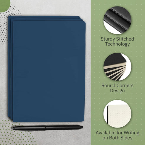 Simply Genius A5 Dotted Notebooks, Softcover Journals for Work, Travel, Business, College, 92 Pages (Navy, 6 Pack)