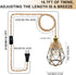 FEYAIM E26 E27 510 cm Vintage Plug in Pendant Light, Metal Pendant Lamp Kit, Hemp Rope Hanging Lamp Socket Pendants