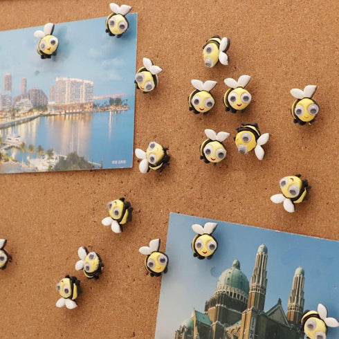 Cute Bee Push Pins Decorative Thumbtacks - JruiZhp 20 Pcs Creative Drawing Pins for Office Accessories, Whiteboard
