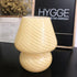 BSOD Glass Mushroom Bedside Table Lamp, Yellow Translucent Murano Vintage Style Striped Small Nightstand Desklamp Swirl