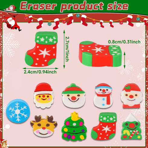 JULMELON 72PCS Christmas Party Favors Set, 36PCS Christmas Pencils with 36PCS Snowman Snowflake Erasers for Kids