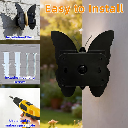 HAKSEIFA Butterfly Wall lihgts Decorations Solar Fence Lights Outdoor Solar Deck Light Waterproof LED Solar Powered