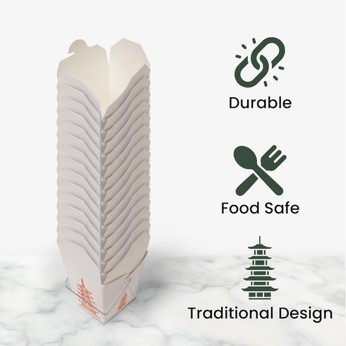 15 Count 16 oz Pagoda Wire Handle Chinese Takeout Box for Food Storage