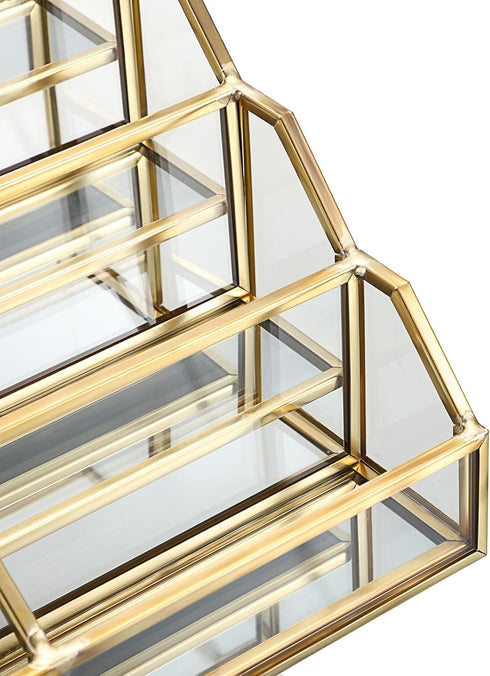 Hipiwe 8 Mirrored Glass Business Card Holder Gold Business Card Display Stand for Desk Multiple Clear Business Card