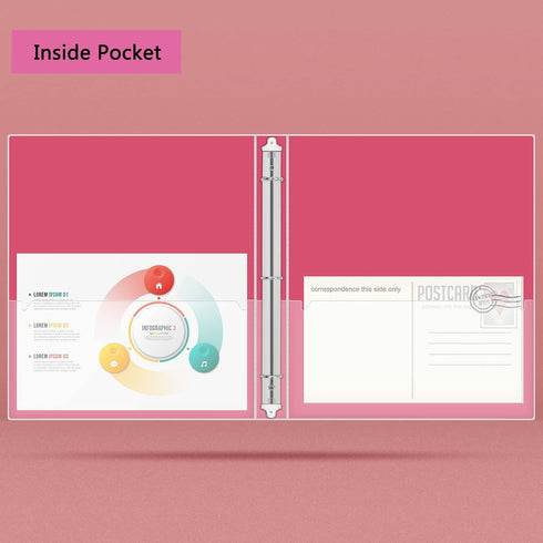 Glitter 3 Ring Binder Organizer, 1 Inch Binder Holds 300 Pages, Waterproof Durable View Binder, Pink, 10.5'' x 11.5''