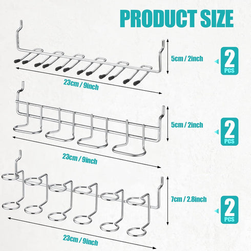 6 Pcs Pegboard Screwdriver Holders Organizer Pegboard Plier Holders Stainless Steel Peg Board Tool Utility Hooks Accessories Shelving Display Multi-Ring Tool Racks for Shop Store(Silver) by Coume
