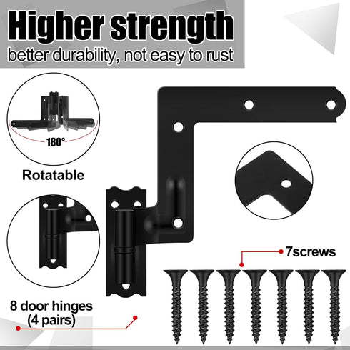 4 Pack (2 1-1/16" Moxweyeni Pair) Steel Blind Shutter Hinge Black Wrought Iron Shutter Hardware Lift Off Pintle