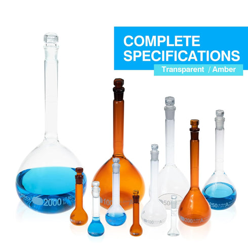 ALWSCI 100 ML Volumetric Measuring Flask Set, 2 PCS, Graduated Clear ASTM Class A Borosilicate Glass