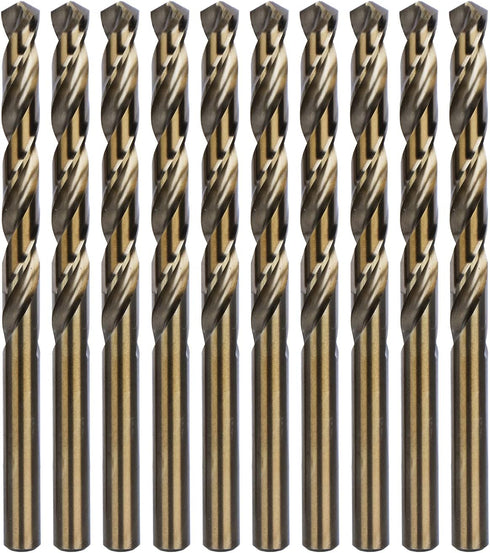 amoolo 5/16" Cobalt Drill Bit Set (10pcs), M35 HSS Metal Drill Bits for Hard Metal, Stainless Steel, Cast Iron