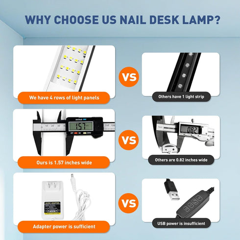 24in KIRKAS Half Moon Light for Nail Desk with Phone Holder, Nail Desk Lamp Adjustable Color Brightness, Arch Nail Tech