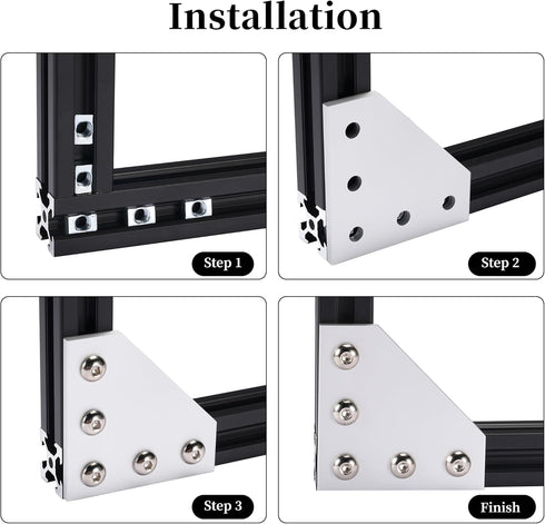 8 Sets 2020 Aluminum Extrusion Connector, Surface L Shape Joint Plate, Silver Accessories for 6mm Slot with T Nuts