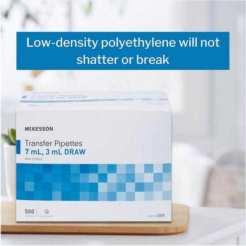 McKesson Transfer Pipette, Non-Sterile, 7 mL Capacity, 0.5 mL to 3 mL Graduation Increments, 500 Count, 1 Pack