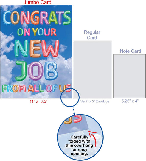 The Best Card Company - Jumbo New Job Greeting Card (8.5 x 11 inch) - Employment Congrats (Not 3D or Raised)