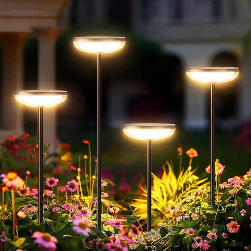 2 Pack 15Hrs, ELECLINK Tall Solar Pathway Lights Outdoor, Solar Garden Lights Outdoor Waterproof Bright Up to Round