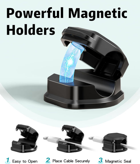 Cuworlis 8 Pack Magnetic Cable Clips Cord Organizer-Adhesive Wire Holder, Under Desk Cord Holder Keeper for Home Office