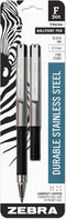 Zebra Pen F-301 Compact Retractable Ballpoint Pen, Stainless Steel Barrel, Fine Point, 0.7mm, 2-Pack