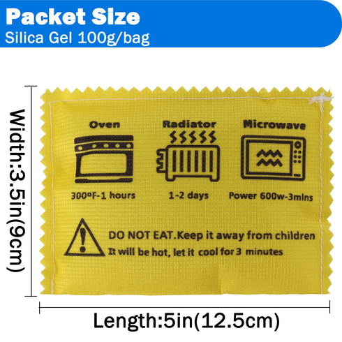 100g Rechargeable Desiccant Silica Gel Beads Pack Lab Desiccants Bag Rechargeable Moisture Absorbing for Storage Bins and Totes(3pack)