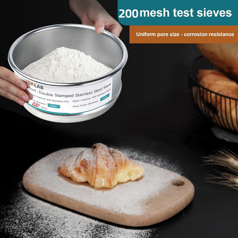 LVDALAB 304 200 (0.075mm) 4inch(10cm) Stainless Steel Mesh Lab Sieve, Mesh Aperture Test Sieve, Diameter Economy