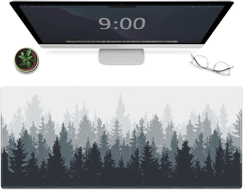 Galdas XXL Gaming Mouse Mat with Forest Background Pattern, Non-Slip Rubber, Stitched Edges, Thin Pad (31.5 x 11.8 x