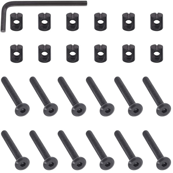 Mardatt M6 x 45mm 24PCS Black Zinc Plated Hex Socket Cap Bolts Crib