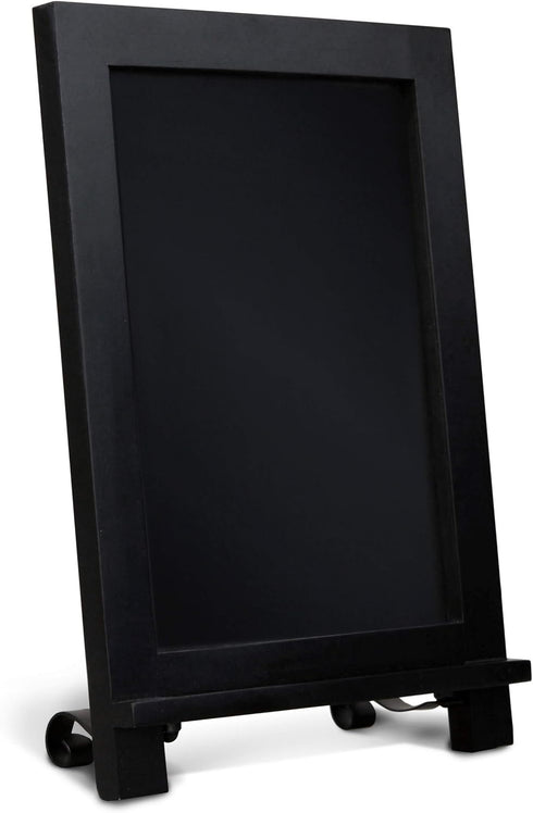 HBCY Creations Black Wooden Tabletop Chalkboard with Legs, Vintage Wedding Table Sign, Memo Board (9.5” x 14” Inches)