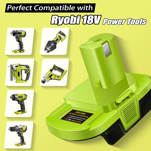 Battery Adapter DM18RL for Ryobi 18V Tools, Converts Dewalt 20V & Milwaukee M18 18V Lithium Battery to Ryobi 18V