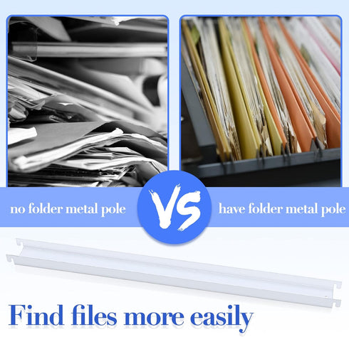 Patelai 12 Pcs Filing Front to Back Rails, Stainless Steel White File Cabinet Inserts for Letter Size Folders