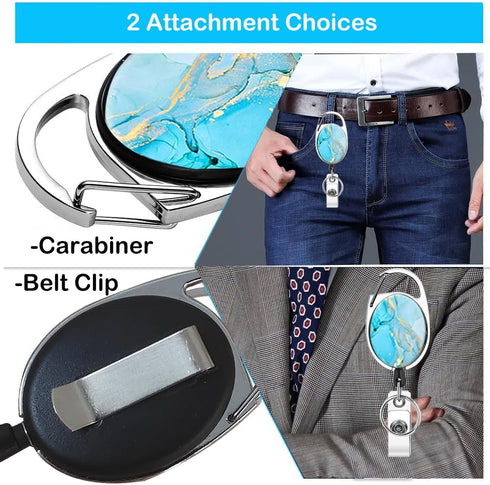 Heavy Duty Retractable Badge Reel with Carabiner, Cute Badge Holder ID Name Badge Reels for Office