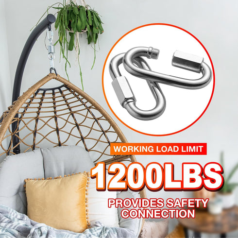 40Pack Heavy Duty Chain Links, 1200lbs Capacity 5/16” Quick Link Locking Carabiners for Safe Chain, Gym, Hammock