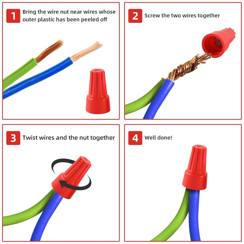 300 Pcs Red Wire Connector Nuts, Electric Wire Caps for Quick Connection (18-10 AWG) Insulating Insert Twist Connectors