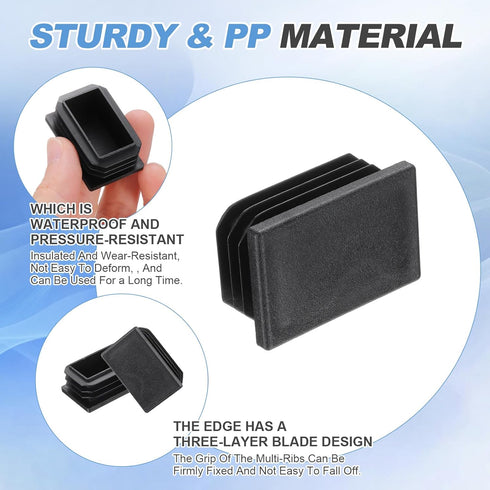 1.5" 1" 0.7" 24Pcs PATIKIL x x Rectangle Plastic Plug Tubing End Caps, Rectangular Tube Plug Square Tubing Post End Cap