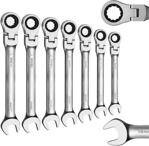 Ratchet Wrench, 19mm Combination Wrench, 180 Flex Head Ratcheting Wrench, Anti-rust Wrench Tool by WISEUP