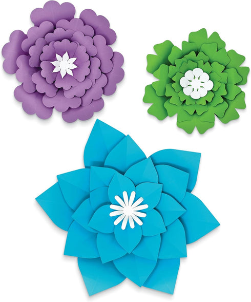 Carson Dellosa 3D Flower Bulletin Board Decorations, Blue, Purple, Green Paper Flowers for Wall Parties Classroom