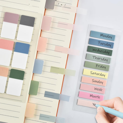 Book Annotation Kit, 12 Pastel No Bleed Highlighters & 5 Color Pens with 620 Sheets Transparent Sticky Notes
