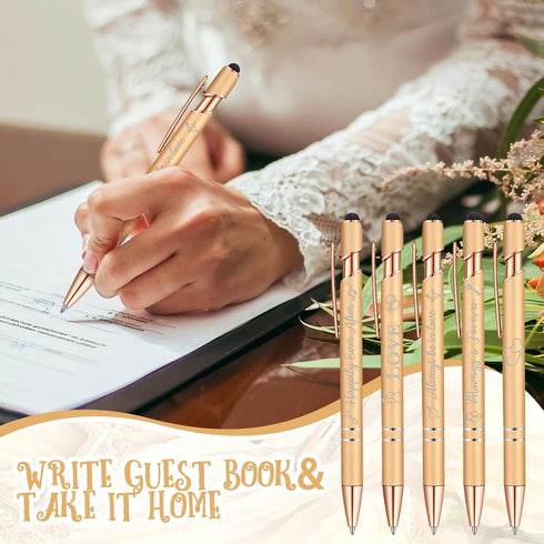 Wedding Pens Bulk, 36 Pcs, Bridal Shower Favors, 6 Styles Retractable Ballpoint Pens