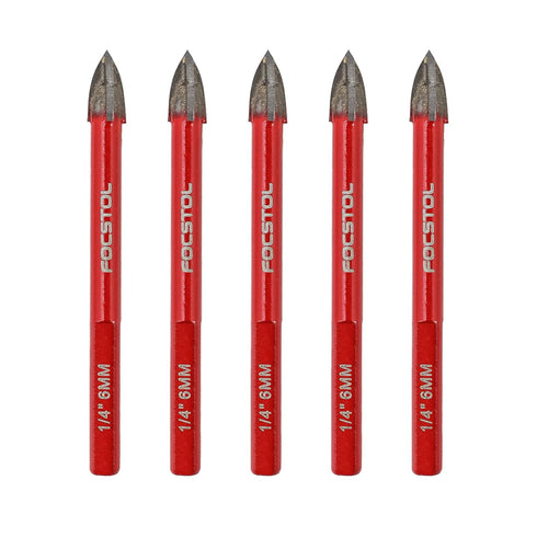 FOCSTOL 5pcs Masonry Concrete Drill Bit Set, 6mm Carbide Bits with Triangle Shank for Softer Materials