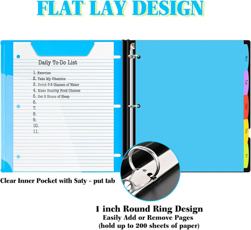 INFUN 1 Inch Telescoping 3 Ring Binder - 4PCS, Flexible Round Binder with Customizable Front Cover