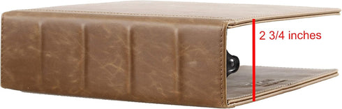 Mini 2 Inch 3 Ring Binder 9.4" x 8.5" - Vintage PU Leather Small Binder for Recipes or Wedding Planner