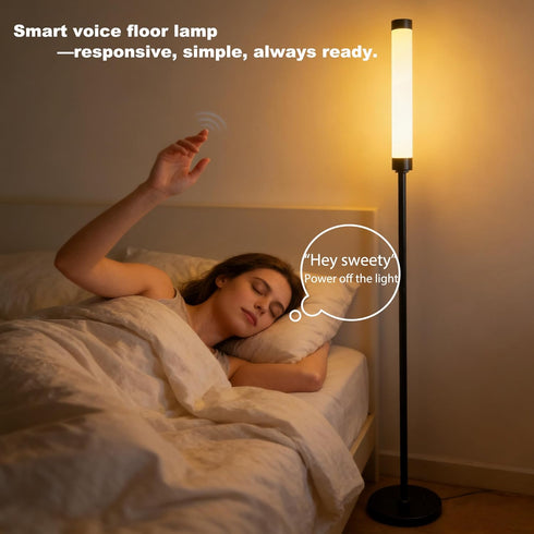 Lallomo Voice-Activated Led Floor Standing Tall Lamp Custom Color Temperature Pole for Adults and Kids Indoor Bedroom