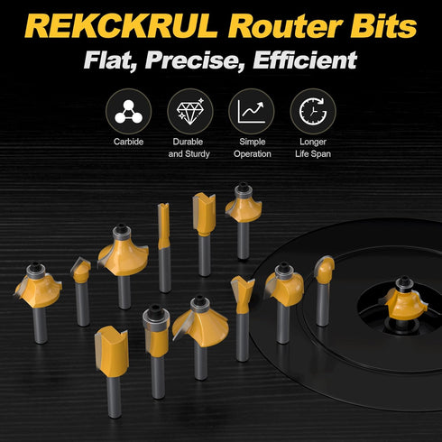 12 Set 1/4 Inch 90 Pieces Tungsten Carbide Router Bit Shank for Beginners Woodwork Tools, Including Dovetail, Chamfer