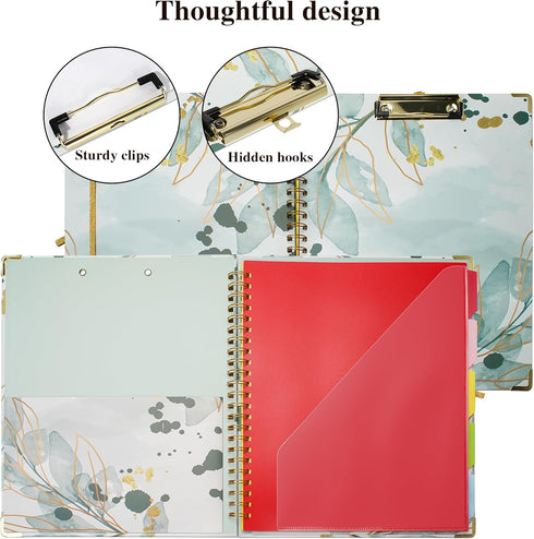 Clipboard with Storage and Refillable Notepad for Letter Size 8.5"x 11", Cute Clip Board with Extra Folders and Tabs